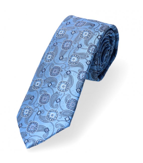 krawat klasyczny błękit w kółeczka