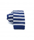 blue- white knit tie