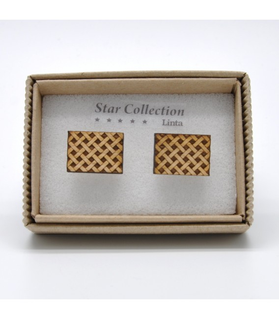 grid wooden cufflinks